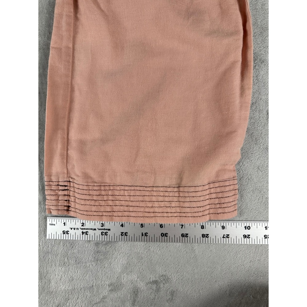 Zara Wide Leg Pants Womens S Pink Linen Blend Boho Coastal Beachy Trousers New - Picture 8 of 9